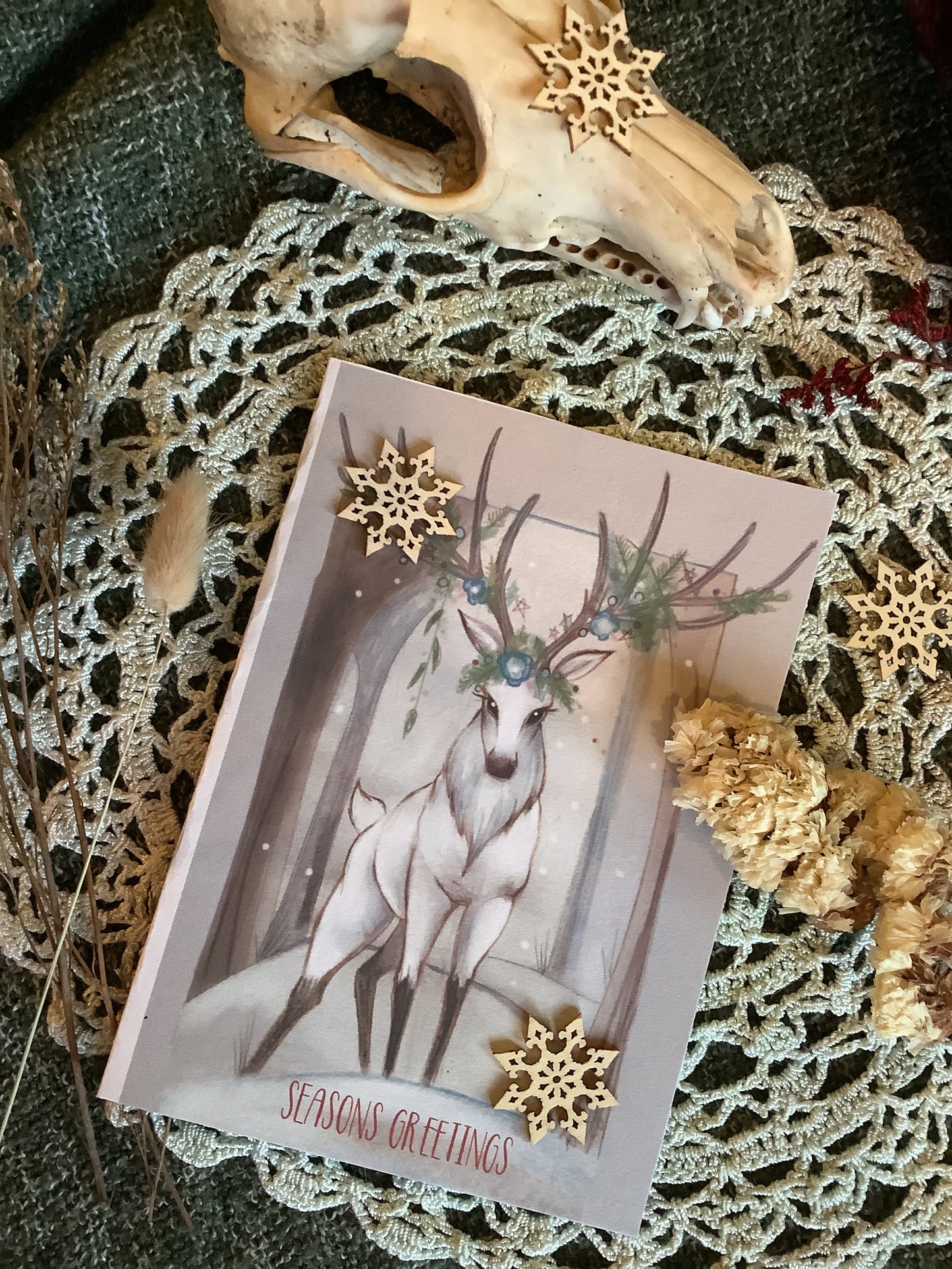 White stag A6 card on recycled card