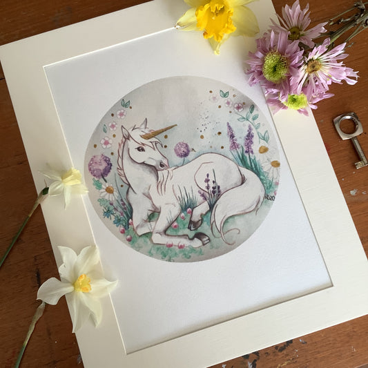 Midsummer gold embellished unicorn print