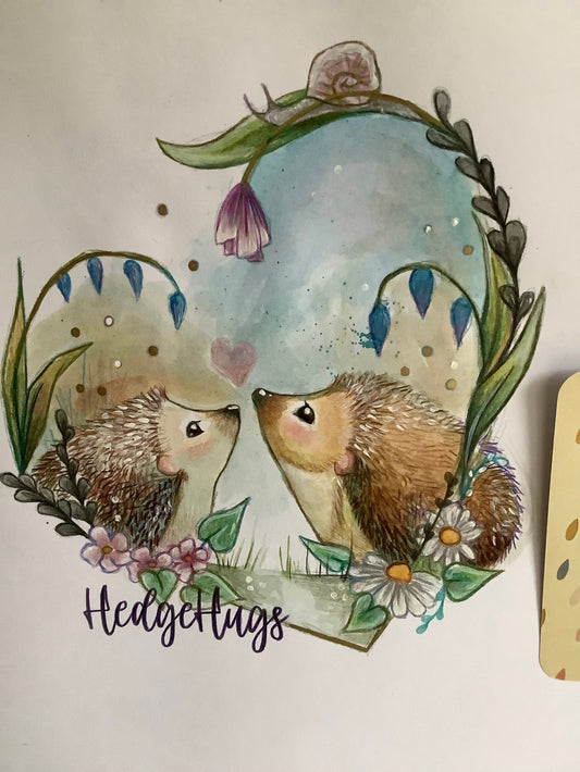 HedgeHugs *limited run hand embellished* A4 print